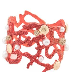 Betsey Johnson Red and Gold Statement Bracelet